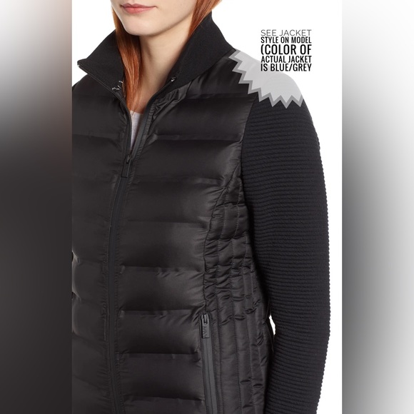 Marc New York Blue/Grey Puffer Mixed Media Jacket with Knit Sleeves 🧥 - Picture 11 of 15